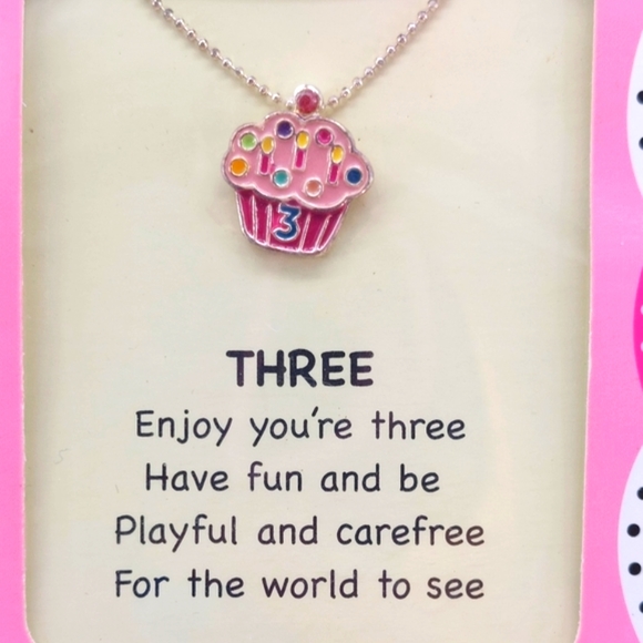 Other - 3 year old cupcake necklace new birthday girl pink jewelry